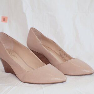Franco Sarto Frankie Wedge Pump (Size 6) Blush Beige Leather Wood